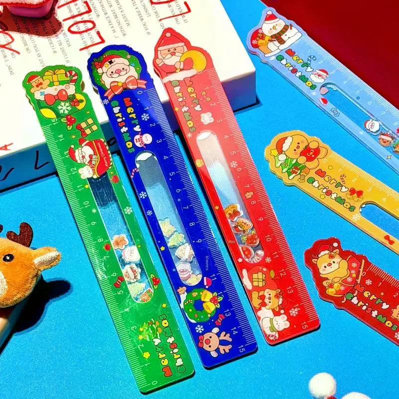 Cartoon Santa Claus Snowman Christmas Ruler Creative Drawing Painting Tool Reward Stationery Student Gift School Supplies Oasis Select