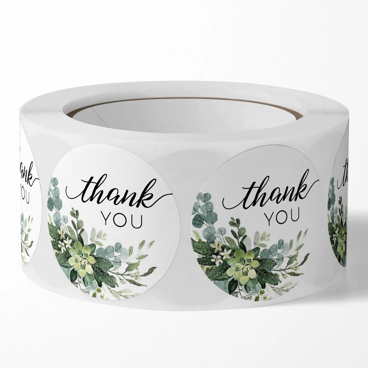 500 PCs/roll 1 inch Green Floral Thank You Stickers for Gift Wrap, Envelope Closure, Small Business Office Supplies, Diy Decor Oasis Select