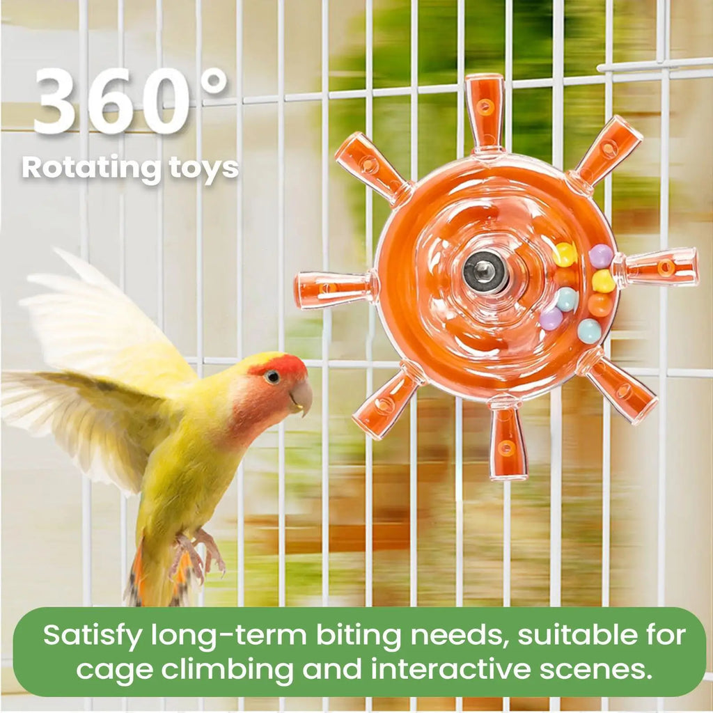 Interactive Parrot Rotating Windmill Toy Bird Cage Toy For Parrots Rotating Treat Dispenser For Mental Stimulation Entertainment Oasis Select