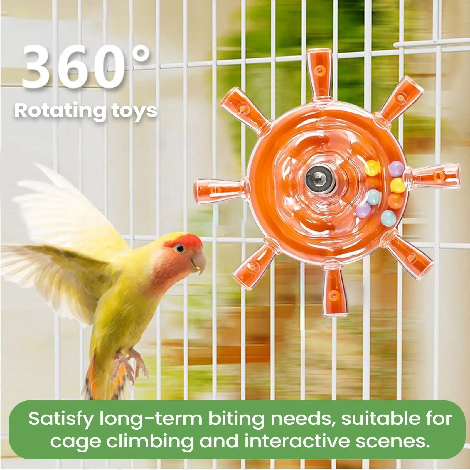 Interactive Parrot Rotating Windmill Toy Bird Cage Toy For Parrots Rotating Treat Dispenser For Mental Stimulation Entertainment Oasis Select