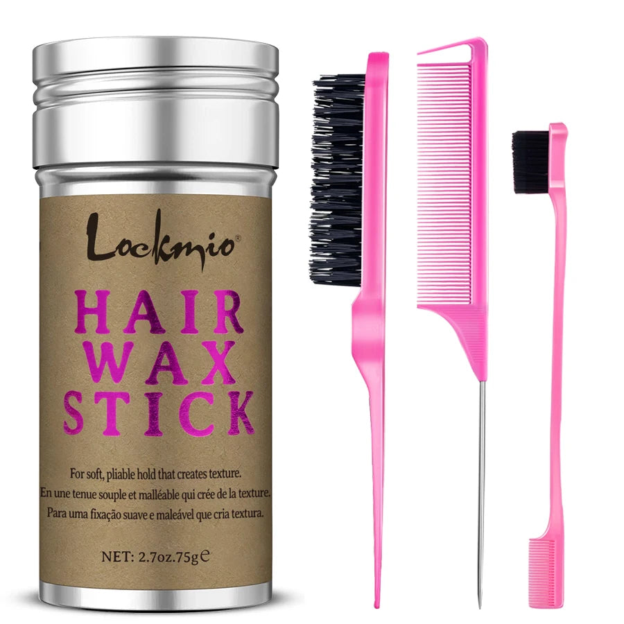 LOCKMIO Women Hair Wax Stick for Wigs Anti-frizz Flyaways Control Styling Wax Long-lasting Smooth Broken Back Hair Pomade Cream Oasis Select 75g Hair Wax-3Comb