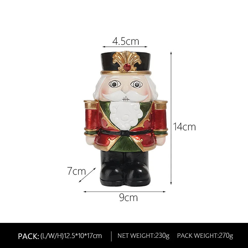 European-style Nutcracker Candlestick Christmas Ornament InS-style Home Desktop Decoration Resin Oasis Select Red