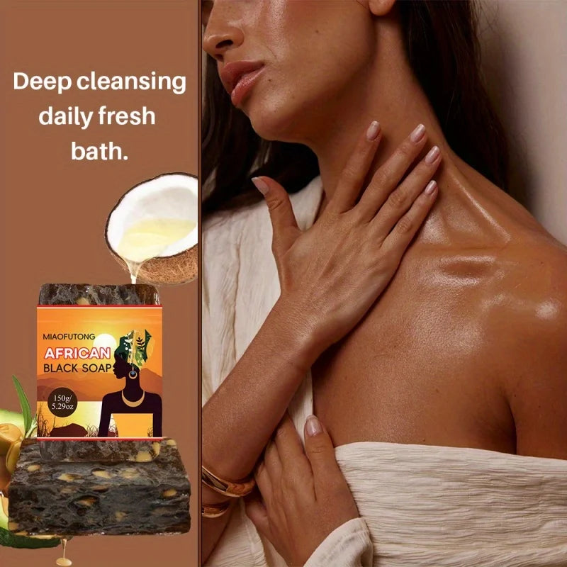 African Black Soap Body Cleansing Soap, Facial Cleansing Bath Soap, Essential Oil Handmade Soap, Smooth Rough Skin Oasis Select