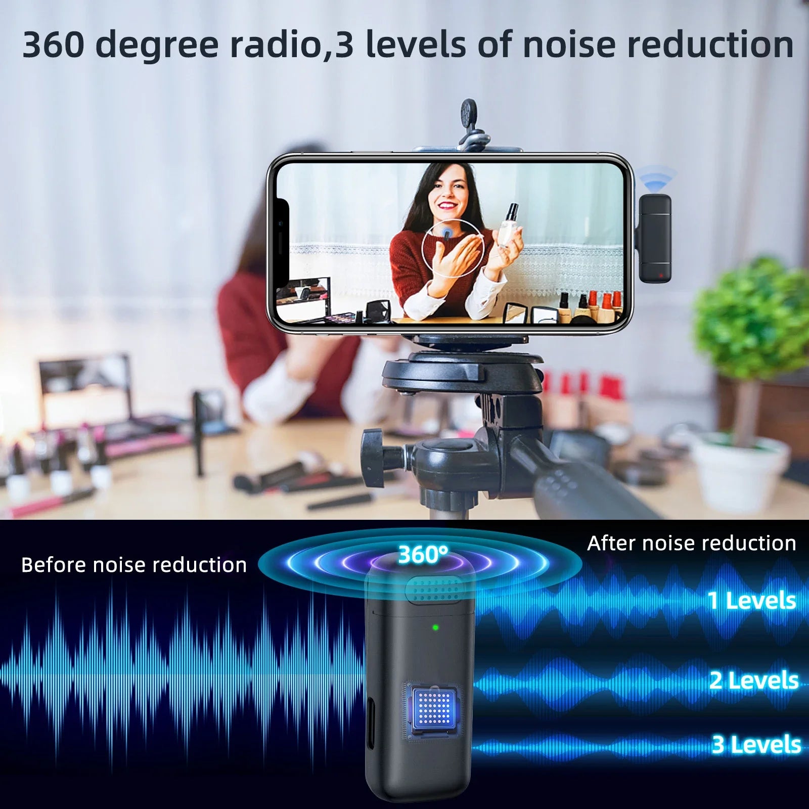 K30 Wireless Lavalier Microphone Charging Case Mic Portable Audio Video Recording for iPhone Android Notebook Live Gaming Mic Oasis Select