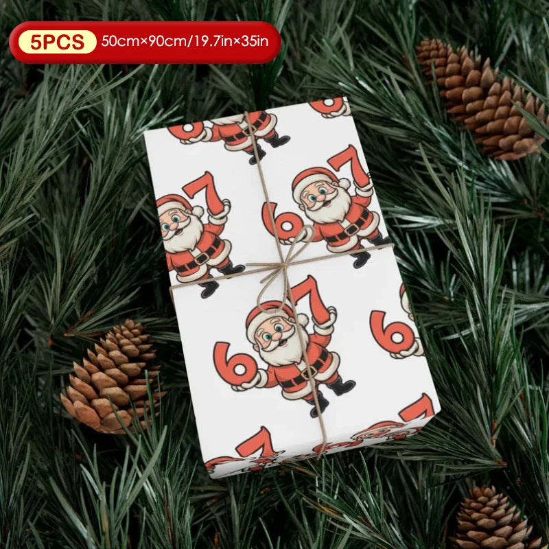 Kids' Christmas Wrapping Paper 67, Fun Santa 67 Print, Holiday Gift Wrap 67 Oasis Select C