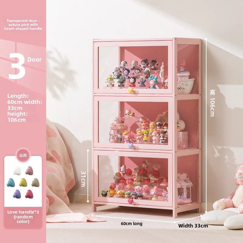 Display cabinet Household blind box ornament Pain cabinet decoration Dust-proof glass display stand Living room model cabinet Oasis Select Three doors 60 long