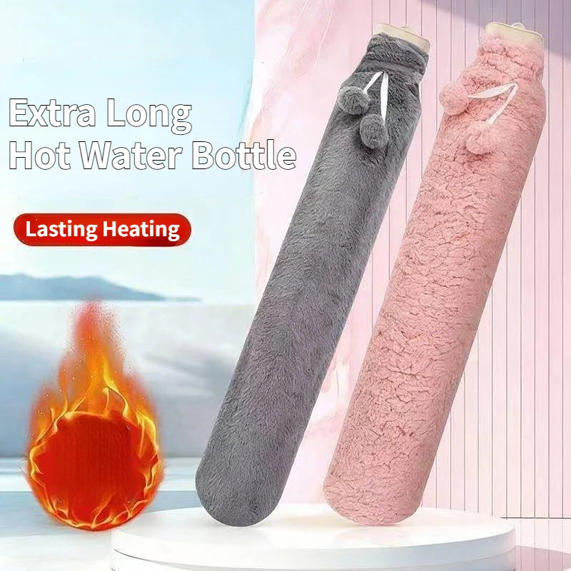 NEW 76*10cm Extra Long Hot Water Bottles Bag Leak-Proof Hot Water Filling Plush Winter Electric-Free Bed Heater Hand Foot Warmer Oasis Select