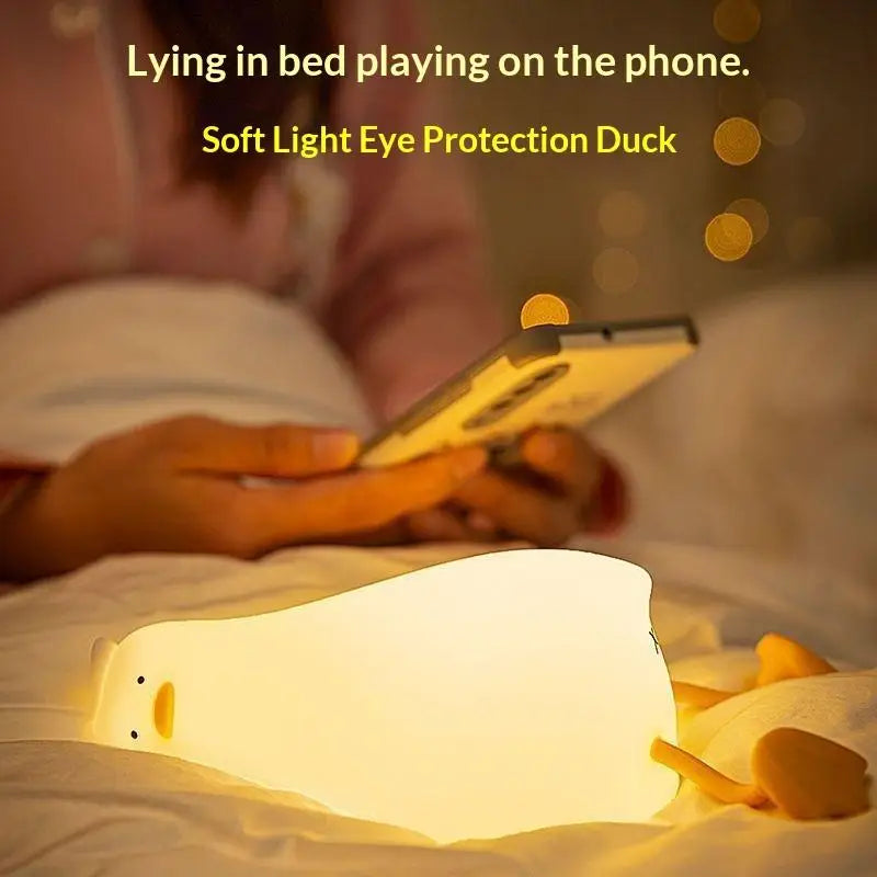 LED Duck Night Light Rechargeable Touch Silicone Cartoon Clap Duck Sleeping Night Lamp For Bedroom Decoration Children Gift Oasis Select