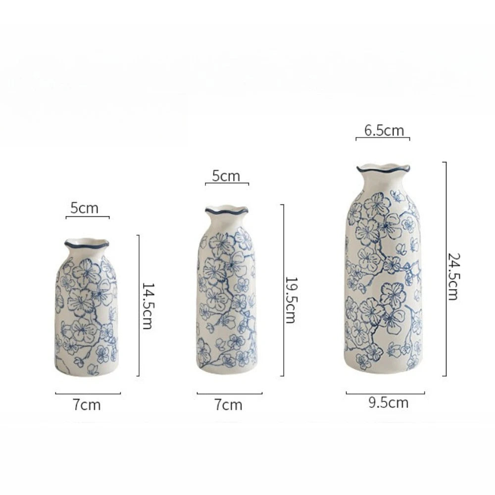 Elegant Blue & White Porcelain Vases Home Desktop Flower Arrangement Flower Plum Blossom Vases Decorations Ornaments Home Decor Oasis Select