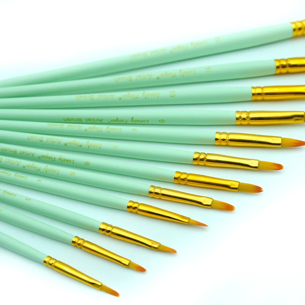 12pcs Filbert Watercolor Paint Brush Set Nylon Hair for Watercolors,Acrylics,Inks,Gouache,Oil and Tempera Oasis Select