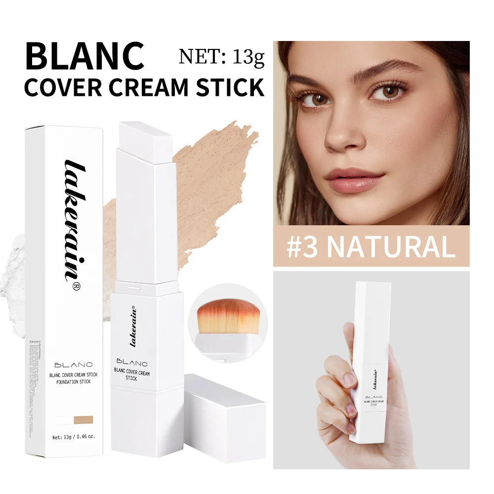 Foundation Stick Color Changing Foundation Detachable Brush Blanc Cover Cream Stick High Coverage Smoothly Blending Base Makeup Oasis Select 3 Natural