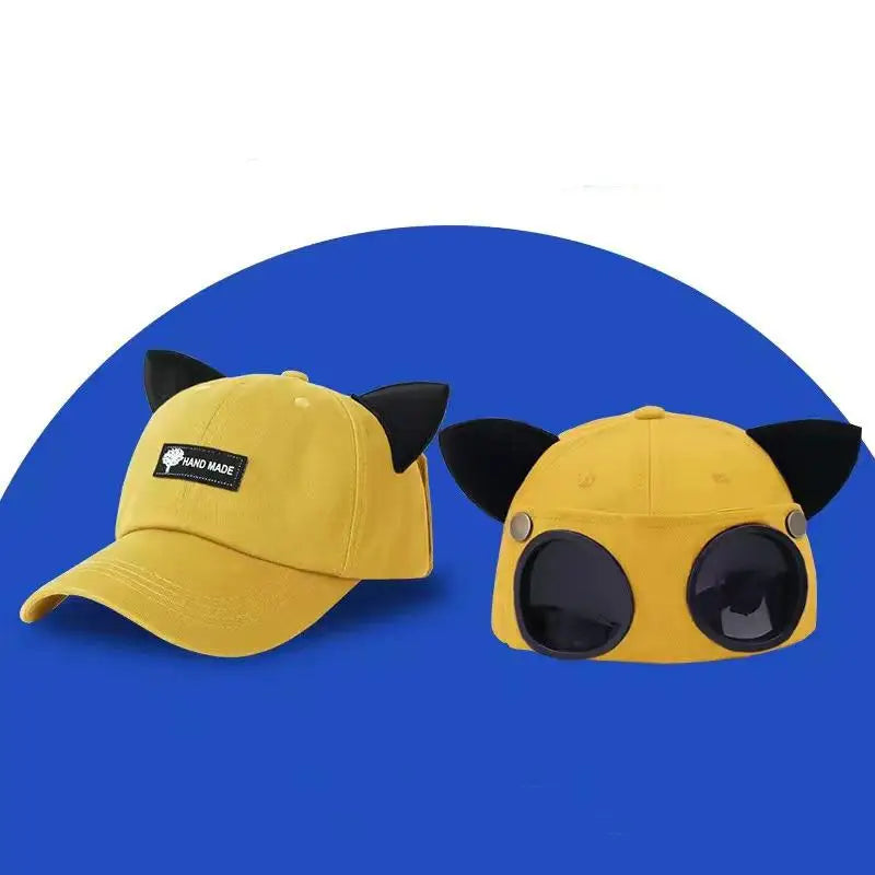 Gorras Embroidered Cat Ear Baseball Cap Women очки солнцезащитные женск 모자 UV Protection Summer Sunhat zomer pet dames Oasis Select Yellow one size