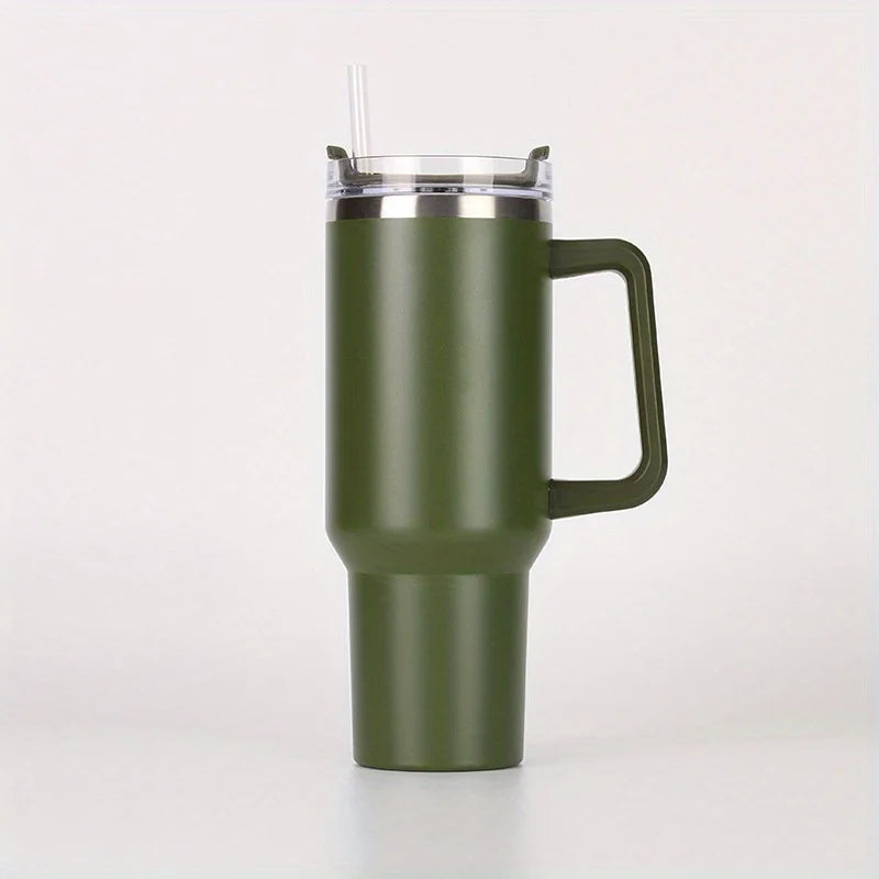 40oz Tumbler Vacuum Insulated Thermos Custom Travel Cup Stainless Steel Water Bottle Coffee Mugs With Handle Outdoor Drinkware Oasis Select army green 1-1.5L