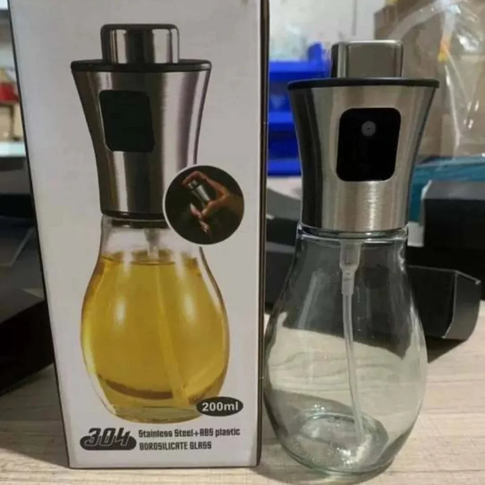 304 Stainless Steel Glass Oil Spray Bottle Pressurized Nozzle Ideal for Kitchen Outdoor BBQ No Electricity Battery Required Oasis Select