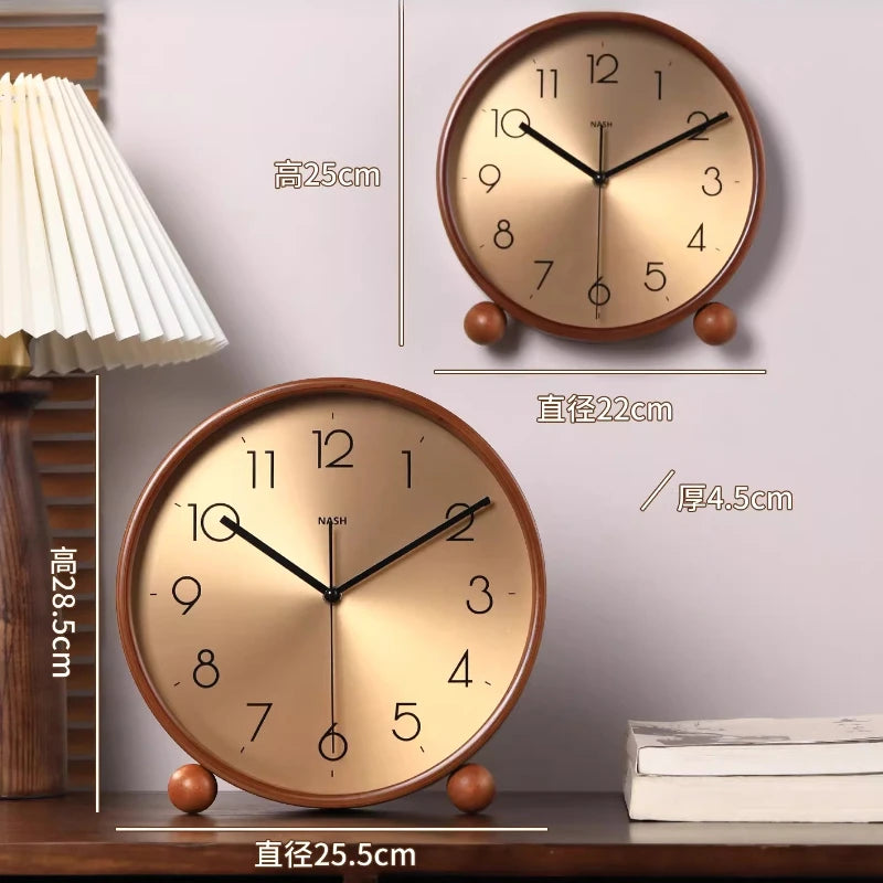 Vintage Light Luxury Solid Wood Clock Living Room New Home Pendant Clock Desktop Pendant Placement Oasis Select