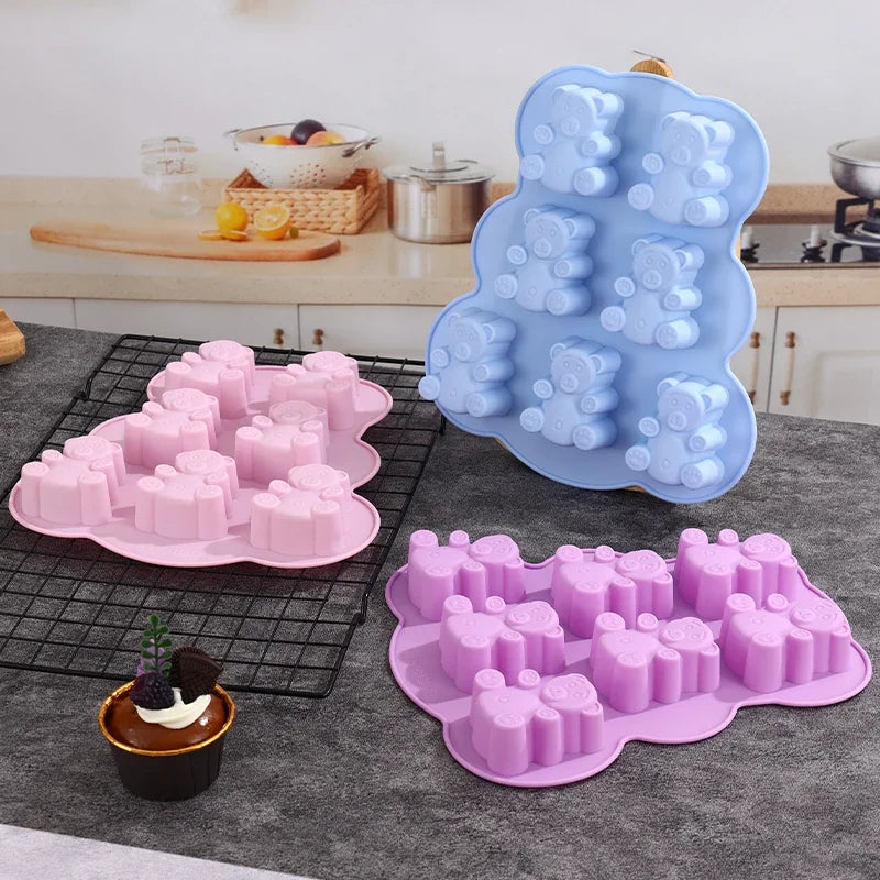 1pcs Lovely Bear Cake Mold Animal Cookie Silicone Mould For Chocolate Candy Kitchen Fondant Supplies Cupcake Topper Decorating Oasis Select