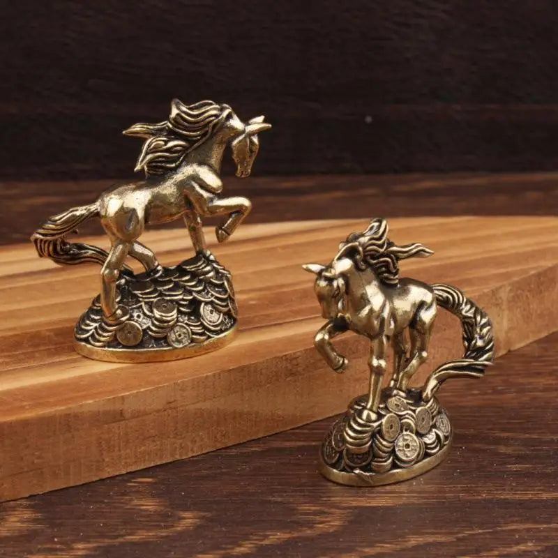 Antique Bronze Brass Zodiac Horse Desktop Decoration Money Horse Ornaments Animal Miniature Model for Crafts Oasis Select