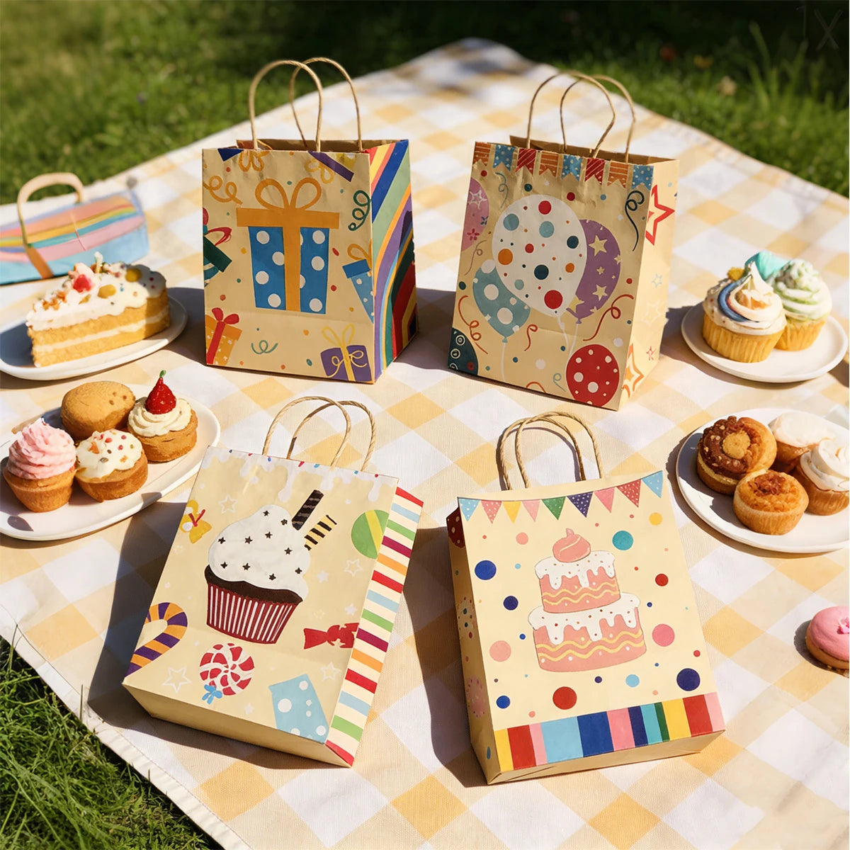 12 PCS Large Kraft Paper Gift Bags With Handles Sturdy Party Favor Bags Goodie Bags Bulk Birthday Wedding Holiday Classroom Oasis Select