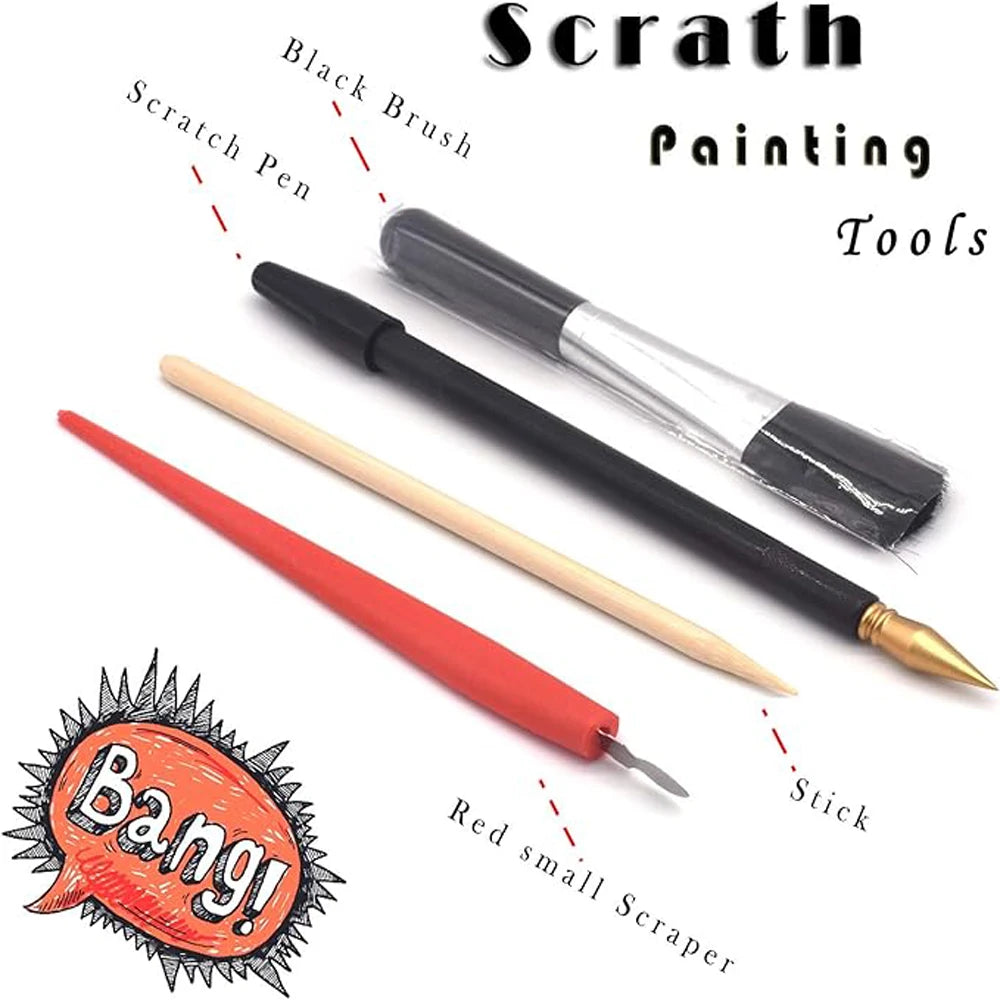 Scratch Painting Paper ,City Series Night Scene,Scratch Painting Creative Gift,Scratch board for Adult and Kids,with 4 Tools Oasis Select