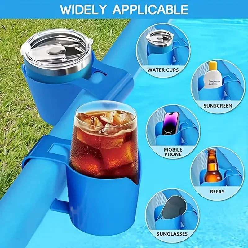 Heavy Duty Poolside Cup Holder No Drill Hanging Organizer with Strong Grip for Hot Tub Beach Patio Swimming Pool Accessories Oasis Select