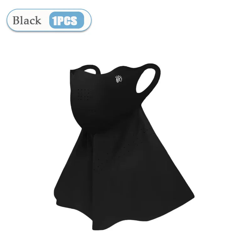 1-10PCS Women‘s Summer Outdoor Sun Face Mask Neck Cover Cooling Breathable UV Protection for Hiking Cycling Ideal Gift Oasis Select Black-1PC