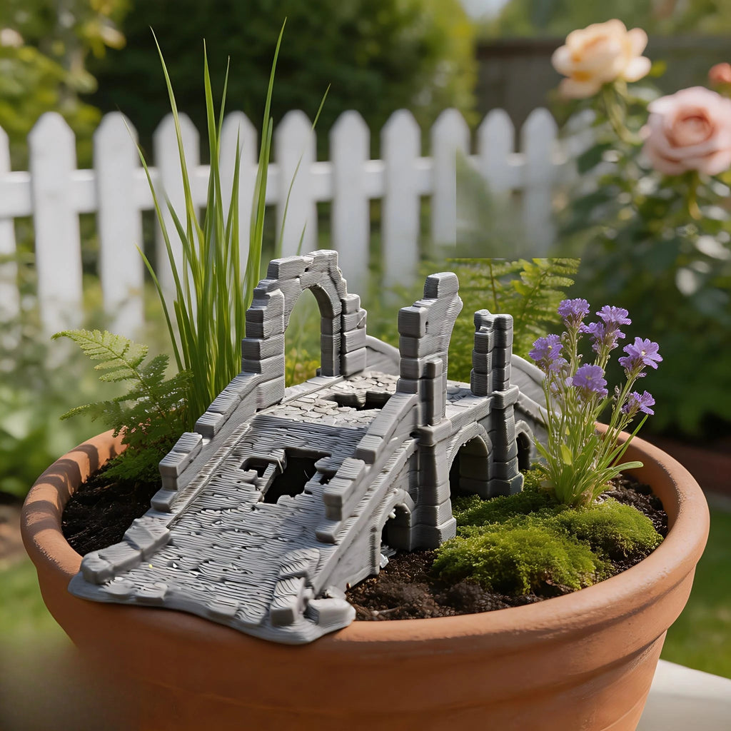 Weathered Stone Bridge Ruins Terrain 3D Printed Wargaming Scenery for Bonsai Decor Miniature Diorama Building Fairy Garden Decor Oasis Select