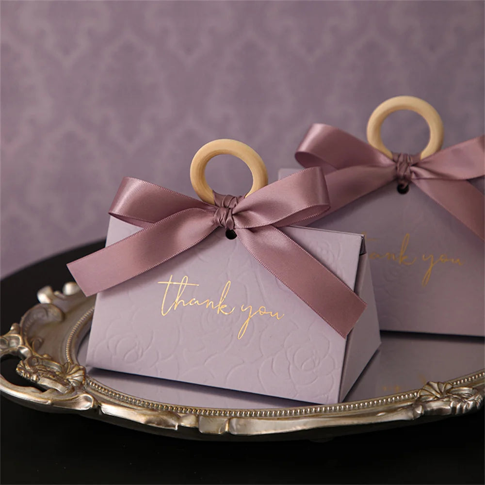 Large Triangle Shape Paper Bag Packaging Box With Handles Wedding Gifts For Guests Candy Boxes For Wedding Baby Shower Party Oasis Select Purple Other
