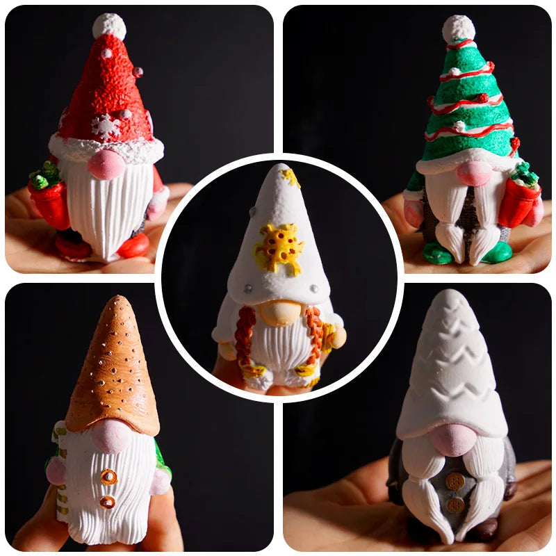 Christmas Gnome Mold Christmas Gnome Figurine Handmade Ornament Santa Claus Candle Silicone Mold Oasis Select
