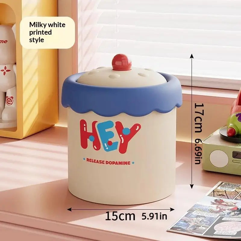 Small Desktop Trash Can with Lid – Cute Mini Waste Basket