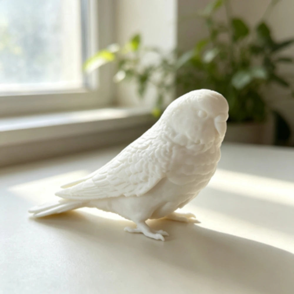 3D Printed Realistic Budgie Parrot Model Lifelike Tiger Skin Parakeet Figurine Desktop Decor Bird Collectible DIY Ornament Oasis Select