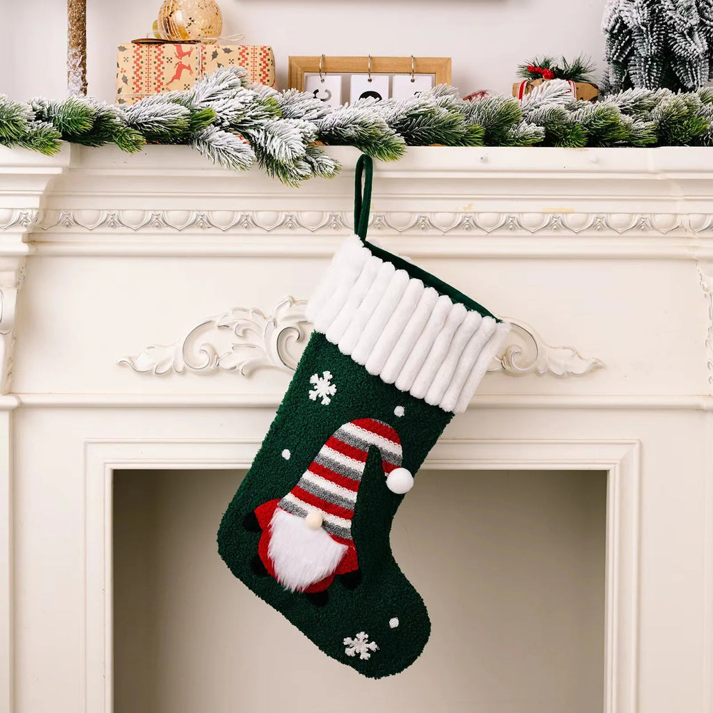New Christmas decorations Rudolph Christmas socks No face doll gift bag cartoon Christmas socks Oasis Select Green 23x45cm