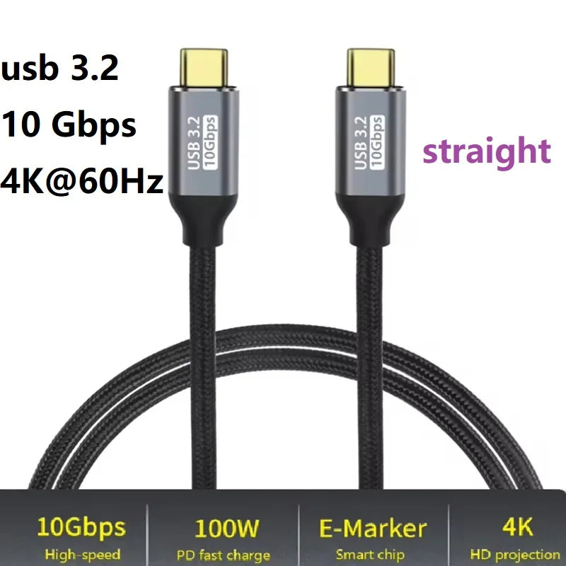 PD 100W 5A Fast Charging USB4.0 Thunderbolt 3 40Gbps 20Gbps Data Cable USB C to Type C 4K 8K@60Hz Video Cable For Macbook Pro Oasis Select 10Gbps straight 0.5m