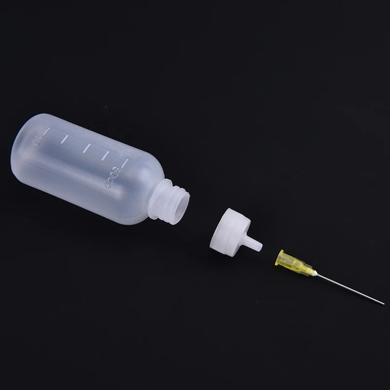 3pcs 50ml Transparent Polyethylene Needle Dispenser Dispensing Bottle For Rosin Solder Flux Paste + 3 Needles Tools Oasis Select