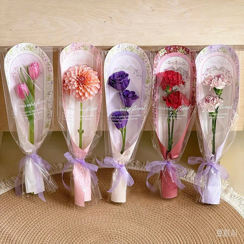 10pcs Flower Packaging Bags Carnation Bouquet Packaging Bags Mother'S Day Party Diy Gifts Wrapping Wedding Party Decor Supplies Oasis Select