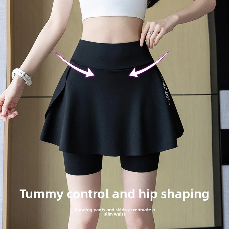 Fake Two Piece Skirt Leggings Summer Casual Shorts with Pockets Bike Shorts for Women Yoga Running Outdoor Anti Chafing Oasis Select