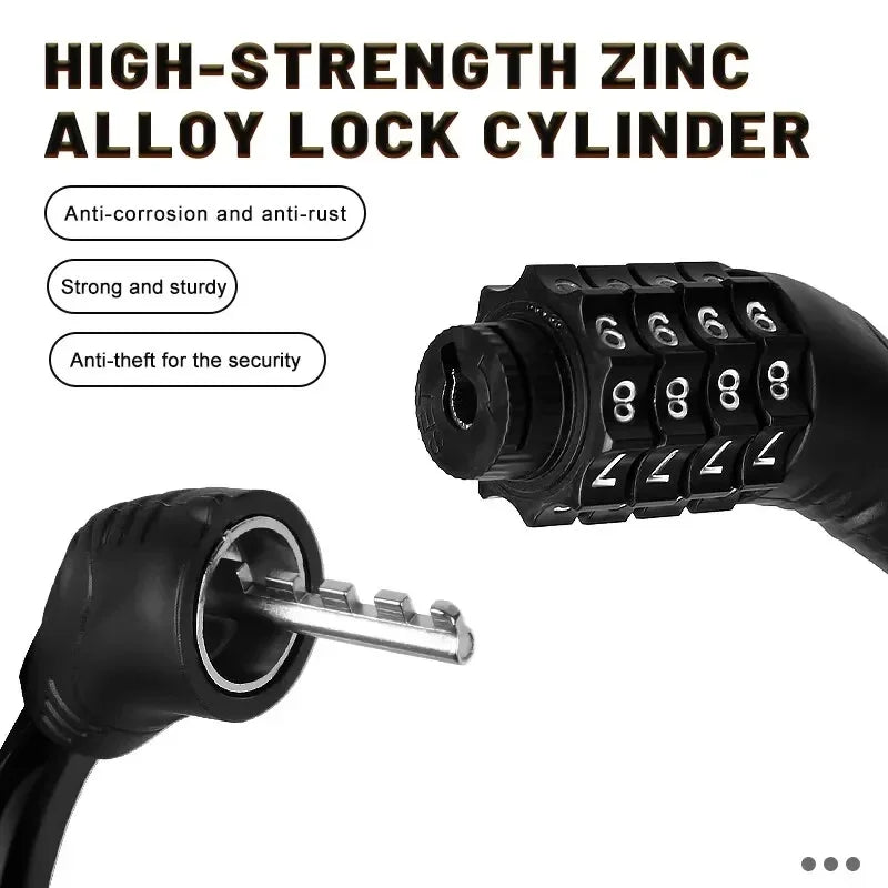 4 Digital Code Bicycle Cable Lock Anti-theft Alloy Steel MTB Road Bike Cable Code Combination Password Lock Security Padlock Oasis Select