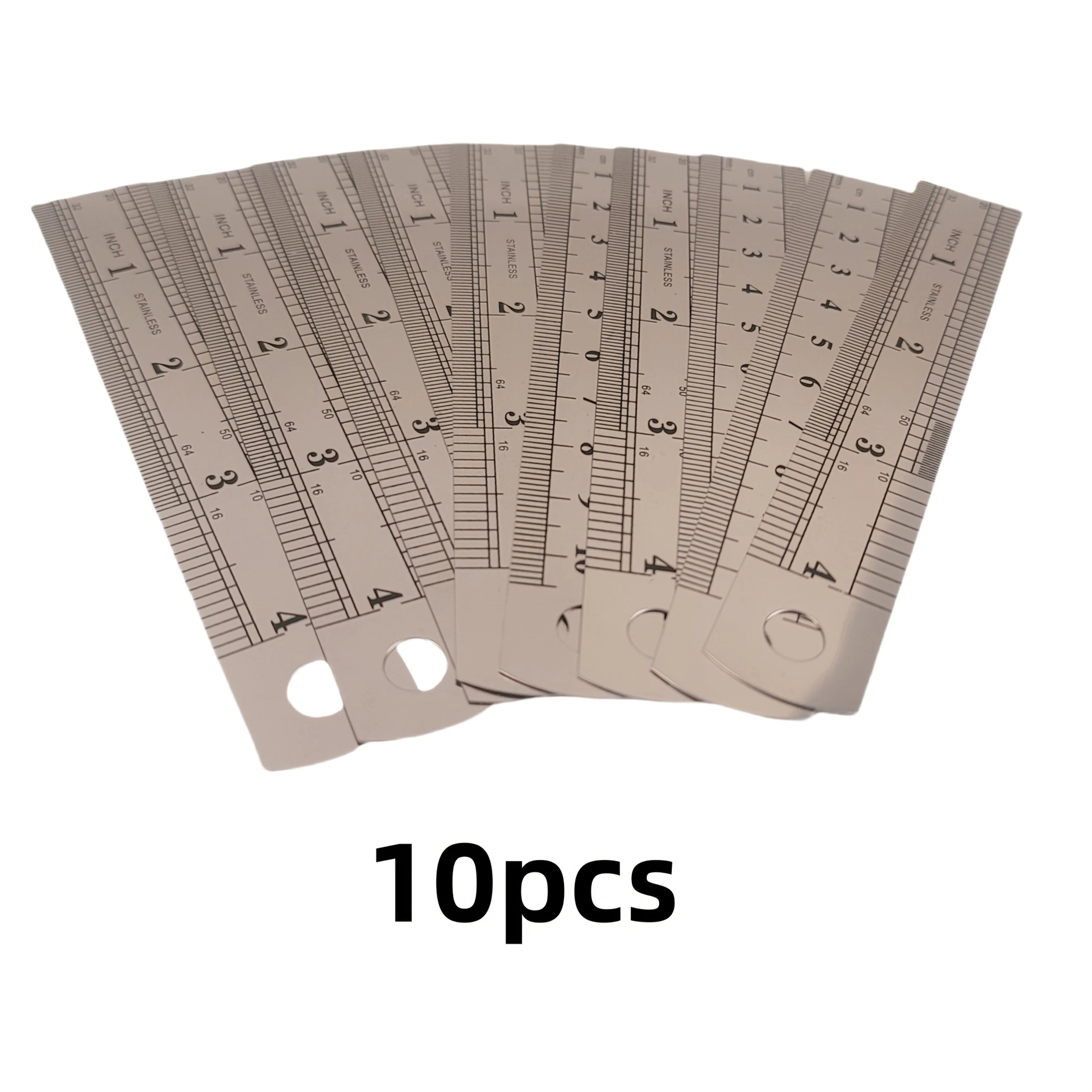 10pcs Precision Stainless Steel Rulers, 4-Inch Double-Sided Metal Rulers with Etched Markings for Teaching and Drawing Oasis Select