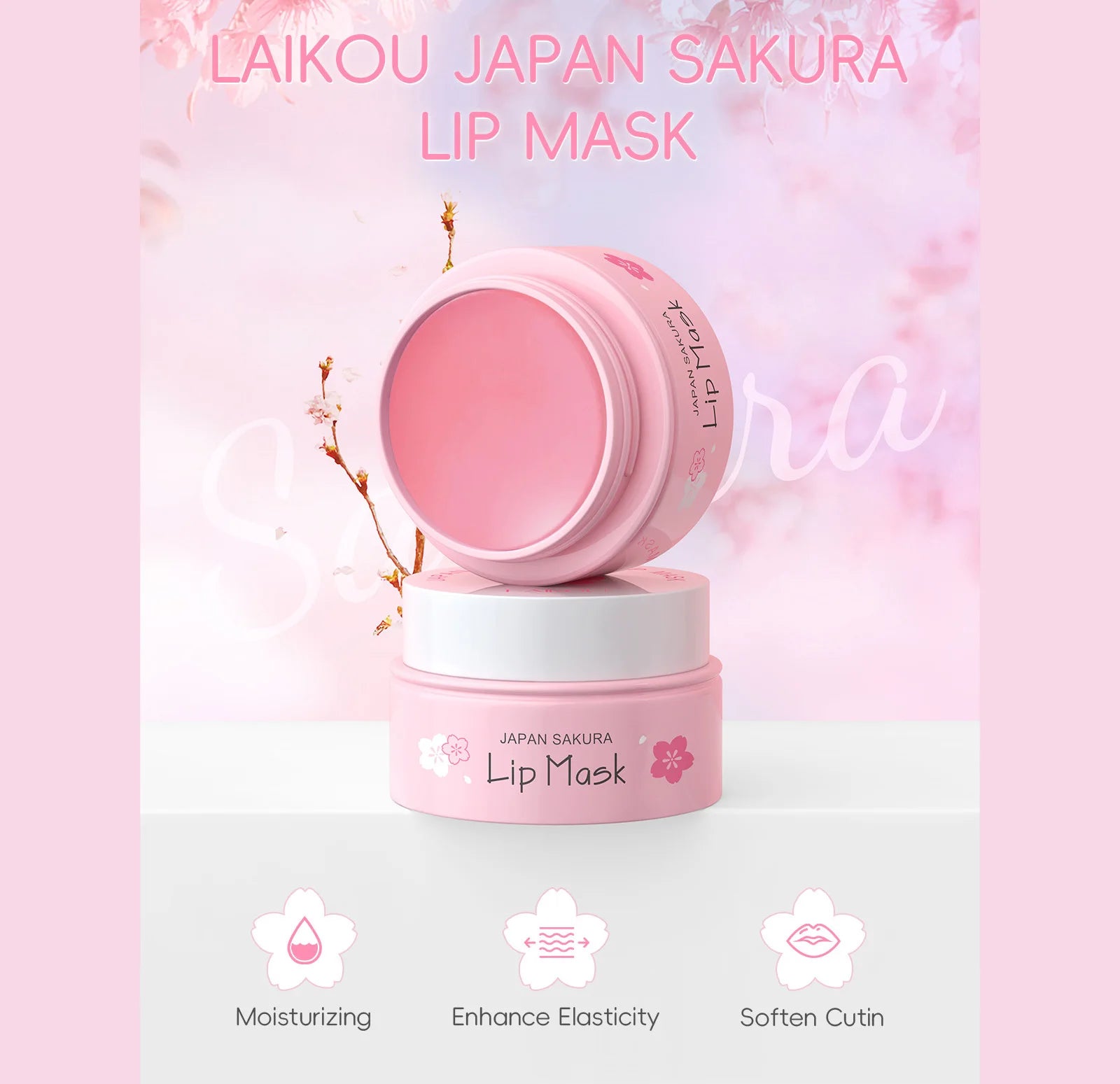 Laikou Sakura Lip Mask 8g Overnight Treatment Hydrating Moisturizing Repair Dry Chapped Lips Nourishing Care Peel Off Oasis Select