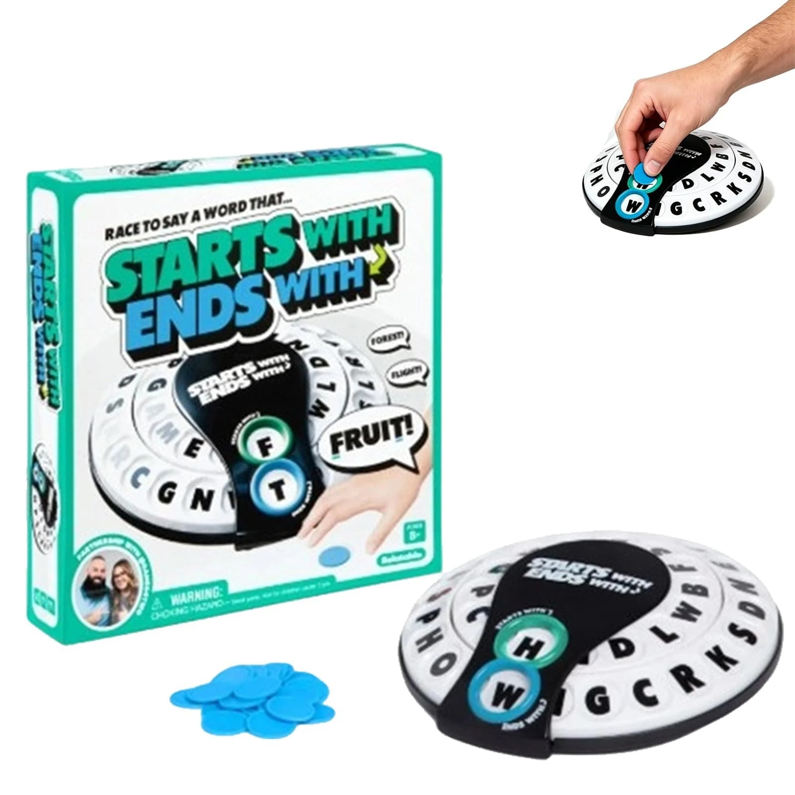 Spin & Shout Word Game, Fast-Paced Family Word Game with Letter Wheels , 20 Tokens, Letter Wheels & Spinner Device Oasis Select