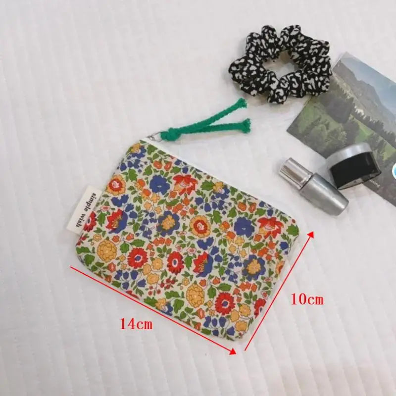 Floral Cotton Mini Cosmetic Pouch | Travel Makeup Organizer Cosmetic Pouch Oasis Select