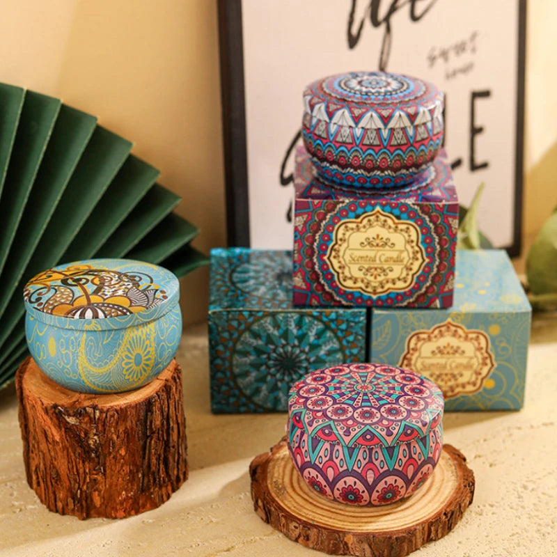 4PC/Set Rose Flower Scented Candles Iron Box Soy Wax Odorous And Smoke-free Aromatherapy Candle Birthday Gift Home Wedding Decor Oasis Select