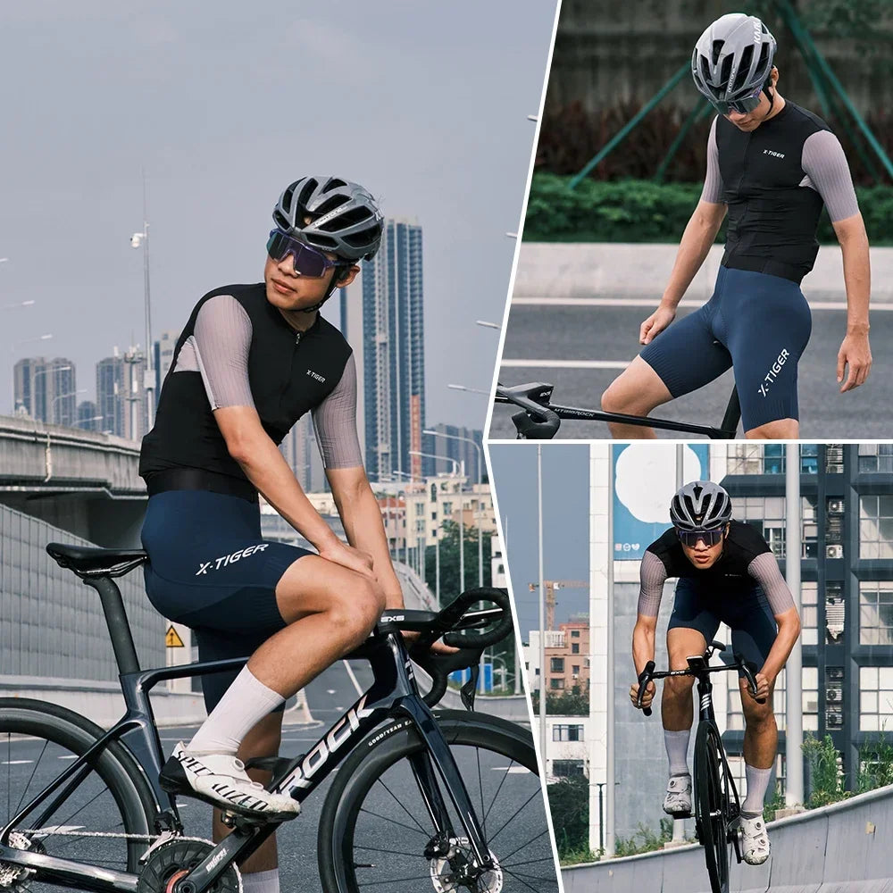 X-TIGER High Quality Cycling Jersey Sports Breathable Short Shirt Slim Bicycle Clothes Professional Men TMB Road Racing Jersey Oasis Select