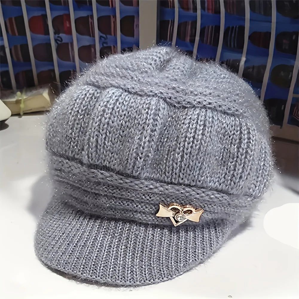 1PC Wool Women's Fashion Hat Plush Knitted Wind Shield Ear Guard Solid Color Atmosphere Simple Autumn and Winter Warm Hat Oasis Select