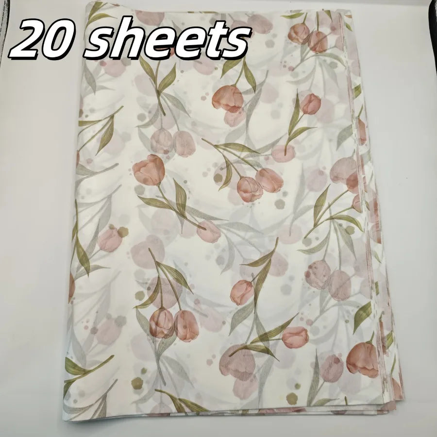 Tulip Floral Printed Wrapping Sheet Delicate Decorative Paper For Gift Packing Holiday Surprise Arrangement And Handmade Styling Oasis Select 20 Sheets