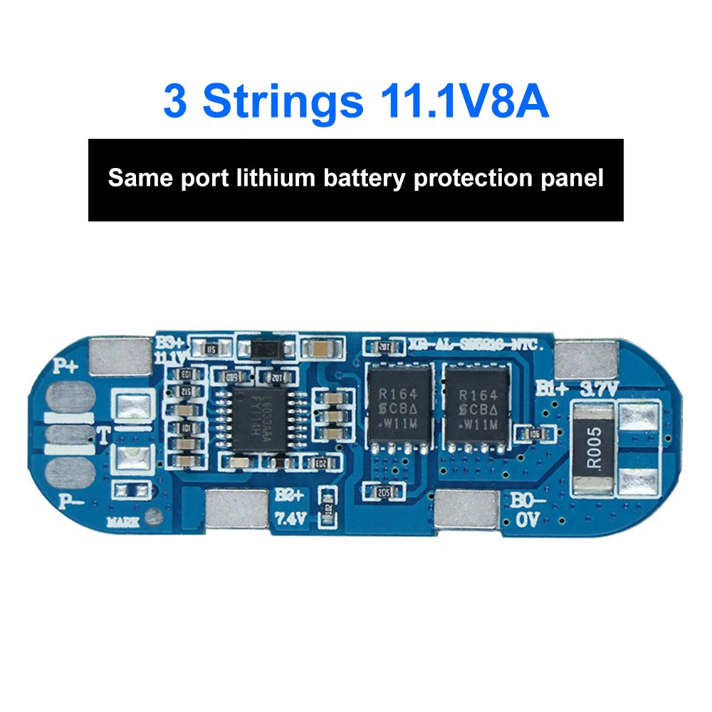 BMS 3S 8A 11.1V Same Port 18650 Li-ion Battery Charging Protection Board Battery Balancer PCB BMS Power Bank Charge Module Oasis Select