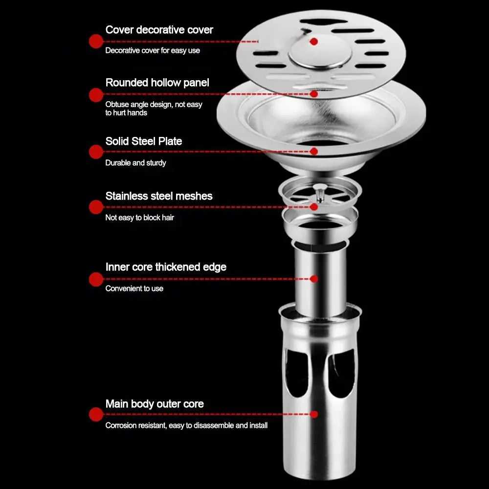 With Grid Grate Cover Shower Floor Drain Stainless Steel Round Dual-purpose Floor Drain Dectable Backflow Preventer Oasis Select