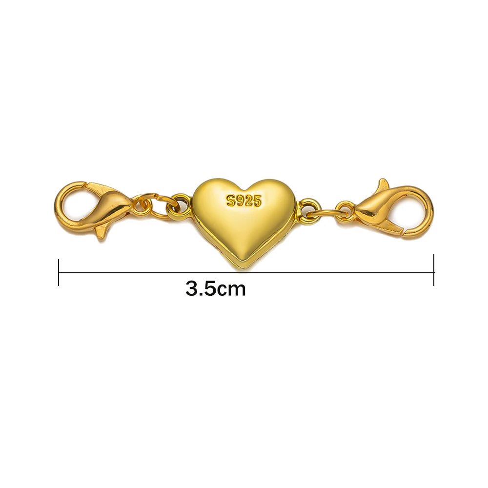 5pcs Heart Shape Locking Magnetic Jewelry Clasp Round Necklace Clasp Closures Bracelet Extender for DIY Jewelry Making Oasis Select