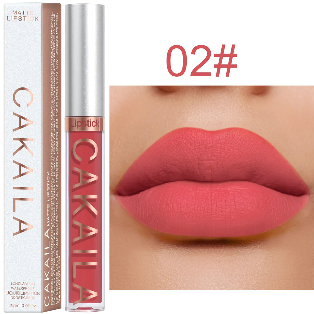 1 Pcs Waterproof Lip Gloss Lipstick Set - Nude, Dark Brown & Matte Red Shades, Long-Lasting 24-Hour Wear, Suitable for All Skin Oasis Select 02