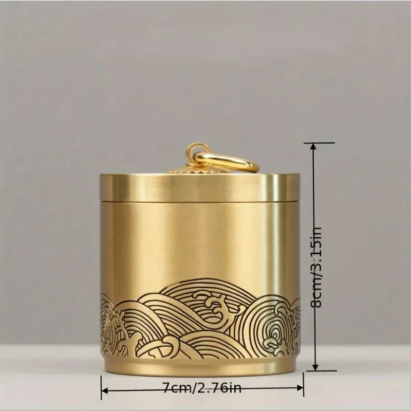 Luxury Copper Ashtray Desktop Ornament with Lid Portable Ashtray for Home Living Room Office Car Decorative Gift for Smokers Oasis Select