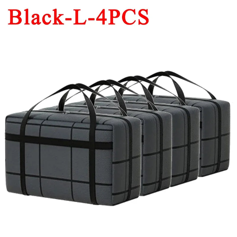 1-4Pcs Large Capacity Clothes Quilt Storage Bag Thickened Moving Storage Bag Portable Handheld Dustproof Luggage Bag Oasis Select Black-L-4PCS